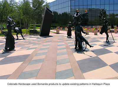 Harlequin Plaza with Bomanite Exposed Aggregate Systems Sandscape Texture